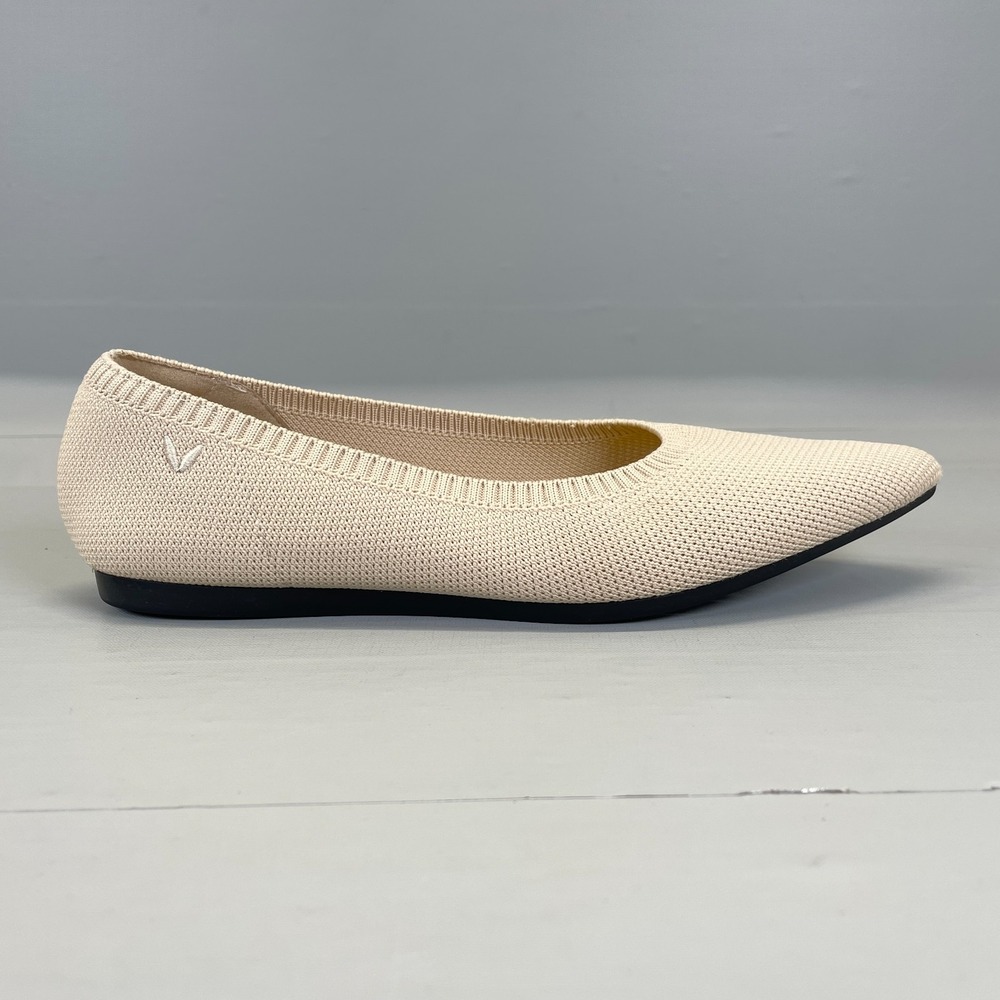 VIVAIA Aria Pointed-Toe Ballet Flats Womens Size 35.5 US 5 Beige Knit Shoes
